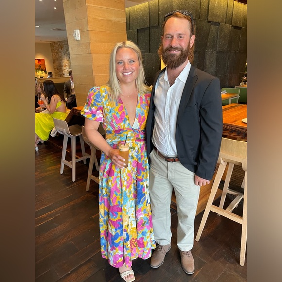 SOLD- Anthropologie The Catalina Button- Front V-Neck Dress - Picture 7 of 10